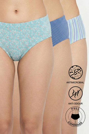 Buy Zivame Medium Rise Full Coverage Hipster Panty (Pack of 3) - Multicolor